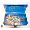 Image 1 : BLUE METAL BOX FULL OF WORLD MONEY