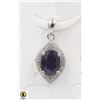 Image 1 : #22-HEATED BLUE SAPPHIRE & CZ PENDANT