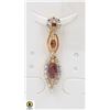 Image 1 : #8-UNHEATED GARNET & CZ PENDANT