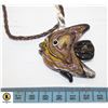 Image 1 : BLOWN GLASS GOLD SILVER FISH NECKLACE 18"