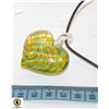 Image 1 : BLOWN GLASS YELLOW  HEART NECKLACE 18"