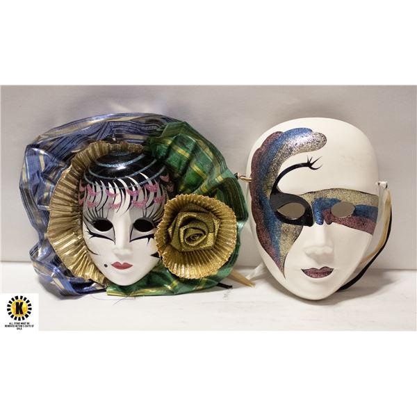 PAIR OF VINTAGE CERMAIC MASKS