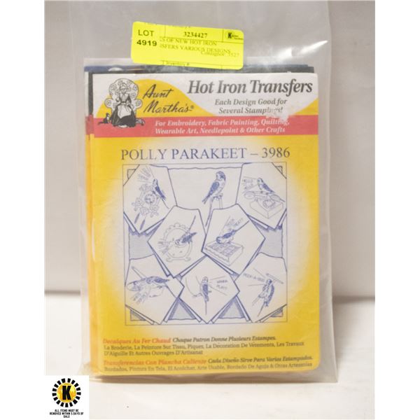 8 PCKS OF NEW HOT IRON TRANSFERS VARIOUS DESIGNS