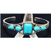 Image 1 : 4)  TIBETAN SILVER AND TURQUOISE OPEN BANGLE STYLE