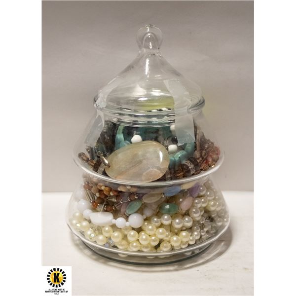 VINTAGE GLASS CANDY HOLDER WITH USEABLE AND