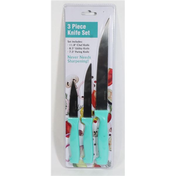 NEW 3PC KNIFE SET (STAINLESS STEEL)