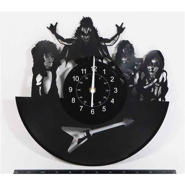 NEW KISS THEME VINYL RECORD ENGRAVED WALL CLOCK