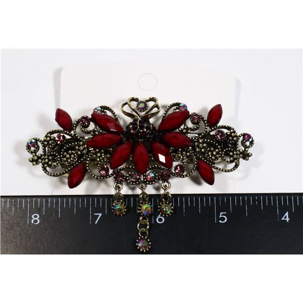 NEW RUBY RED RHINESTONE ANTIQUE STYLE TASSEL