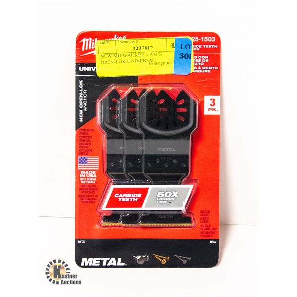 NEW MILWAUKEE 3-PACK OPEN-LOK UNIVERSAL