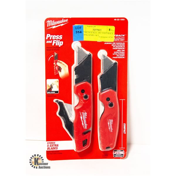 NEW MILWAUKEE 2PC FAST-BACK FOLDING KNIFE SET