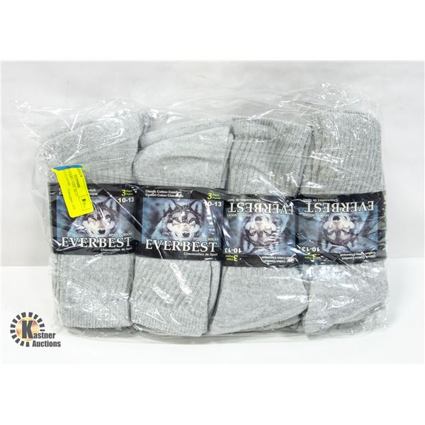 NEW 4 X 3 PAIRS SIZE 10-13 EVERBEST CLASSIC