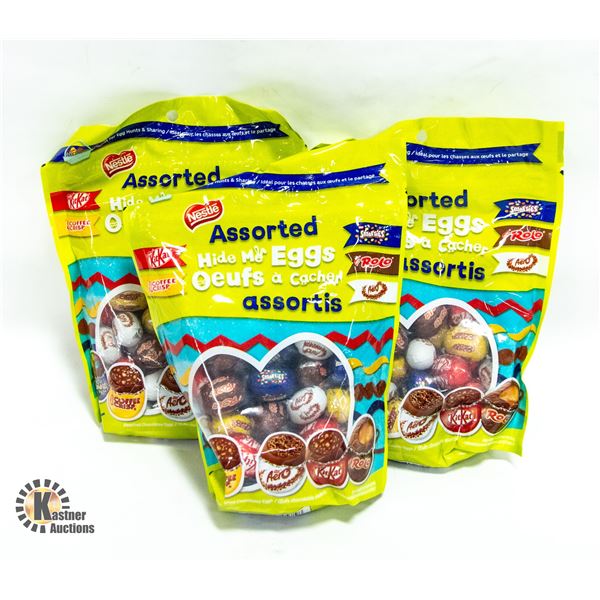 THREE 300G BAGS OF KITKAT, AERO, SMARTIES,