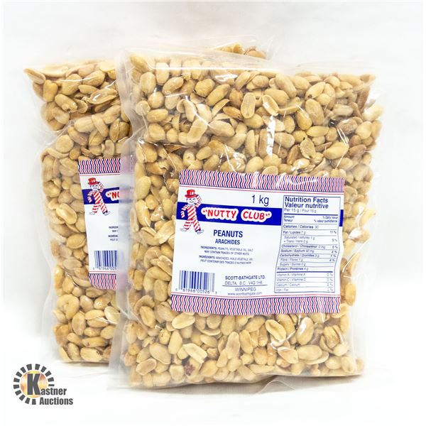 TWO ONE KG BAGS OF NUTTY CLUB PEANUTS