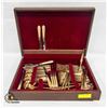 Image 1 : GOLD PLATED CUTLERY SET IN WOOD CASE