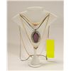Image 1 : 3 ESTATE NECKLACES W/DISPLAY STAND INCLUDES SILVER