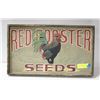 Image 1 : PAINTED RED ROOSTER SEEDS SIGN ON WOOD