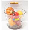 Image 1 : GLASS BASKET WITH CERAMIC FRUIT DECOR