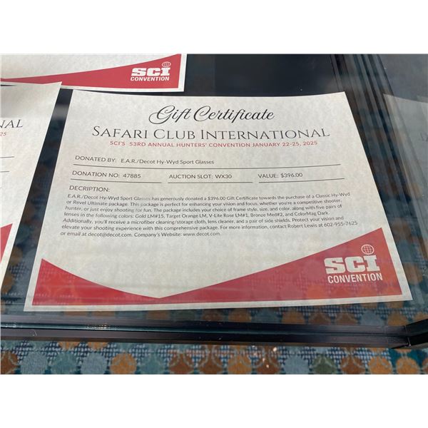 E.A.R $396.00 Gift Certificate