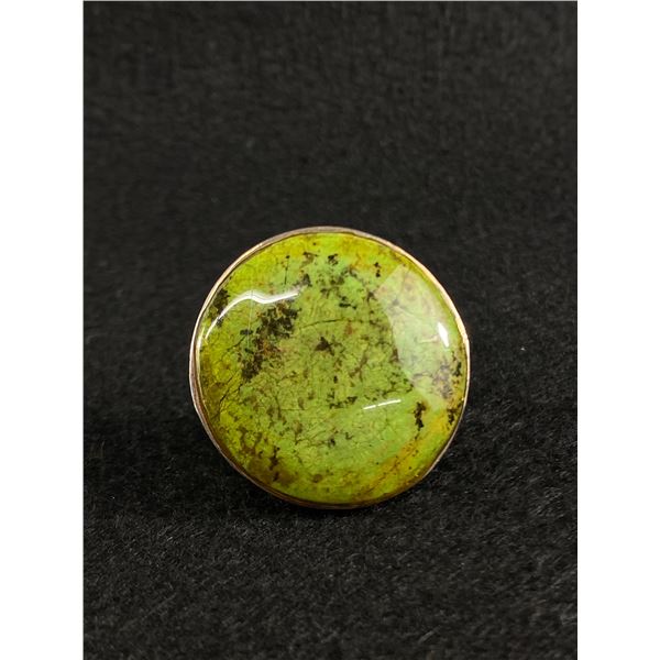 Beautiful Green Opal 1.25 Diameter Sterling Silver Ring Size 6.5 Signed 925 CFJTHAI