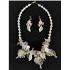 Image 1 : 1960's Glass Cloverleaf Necklace With Matching Earrings.18" L