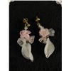 Image 2 : 1960's Glass Cloverleaf Necklace With Matching Earrings.18" L