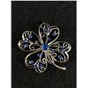 Image 1 : A Large Sterling Floral Brooch Set with Blue Stones
