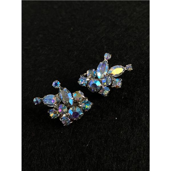 Good Pair of Signed "Meyers" Vintage Rhinestone Earrings
