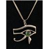 Image 2 : 18" L Sterling Silver Chain with Eye of Horus 925 Silver Pendant. Artist Signed G