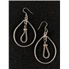 Image 1 : Vintage Sterling Silver 925 Double Hoop Tear Drop Dangle Earring 2.5" 10.4g - Tested