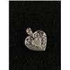 Image 2 : Vintage 14K White Gold Filigree Heart Pendant with Diamond- Makers Mark - 1" - 1.2g - Tested