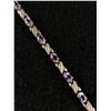 Image 2 : Vintage 925 Sterling Silver Genuine Amethyst Ladies Tennis Bracelet 7.5" 12.0g - Tested