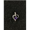 Image 1 : Vintage 10K White Gold Amethyst Heart Pendant - Makers Mark BHJ - .75" - 1.g - Tested