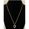 Image 1 : 9ct 375 Yellow Gold Twist Rope Chain Necklace & 9k Love Heart Pendant w/ Stones - Markers Mark - 17.
