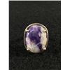 Image 2 : Vintage Sterling Silver Purple Agate Ring Size 7 - 7.8g - Tested