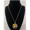 Image 1 : Antique Double Sided Real Feather Bird Pendant Sterling With 925 18" Rolo Chain - Both Tested