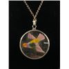 Image 3 : Antique Double Sided Real Feather Bird Pendant Sterling With 925 18" Rolo Chain - Both Tested