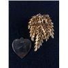 Image 3 : Vintage Signed Coro Lot - Goldtone Leaf Brooch with Faux Pearls 2.5", Curled Leaf Brooch Matching Cl
