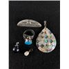 Image 1 : Vintage Lot: 3 18KGP Pendants 2 Pearls White One Genuine, Mop Abalone 2.5", Signed Brooch, Signed By