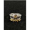 Image 2 : Two Vintage 925 Sterling Silver Citrine Rings Prong & Bezel Set Size 6 & 7 - 5.9g - Tested