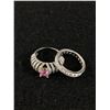 Image 1 : Two 925 Sterling Silver Cubic Zirconia Rings: White CZ Eternity Band, Pink & Clear - Both Size 6 - 6