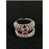 Image 2 : Two 925 Sterling Silver Cubic Zirconia Rings: White CZ Eternity Band, Pink & Clear - Both Size 6 - 6