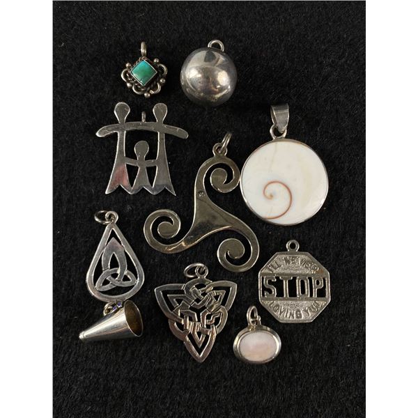 Lot Of 9 Sterling 925 Silver Pendant/Charms - Harmony Ball, Celtic, ++++. 32.6 Grams - Tested