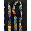 Image 3 : Millefiori Art Glass Lot: 10" Ankelet, 18" Necklace, 1.75" Pendant, 925 Sterling Earrings - Tested
