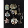Image 1 : Vintage Abalone Lot: 2 Brooches, 4 Pendants, & Earrings, All In Great Condion
