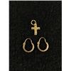 Image 1 : Nice 10k Gold Lot.Pair of Small Hoop Earrings and a Small Cross. All Marked 10k