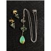 Image 1 : Vintage Silver w/ Genuine Stones Necklace and Pair of Earrings