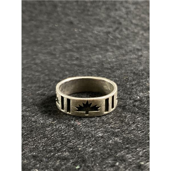Vintage Sterling Silver Black Enamel Ring Band