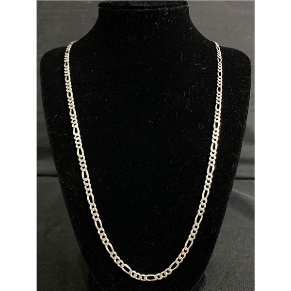 Sterling Silver Figaro Links Chain Necklace, 23" Length