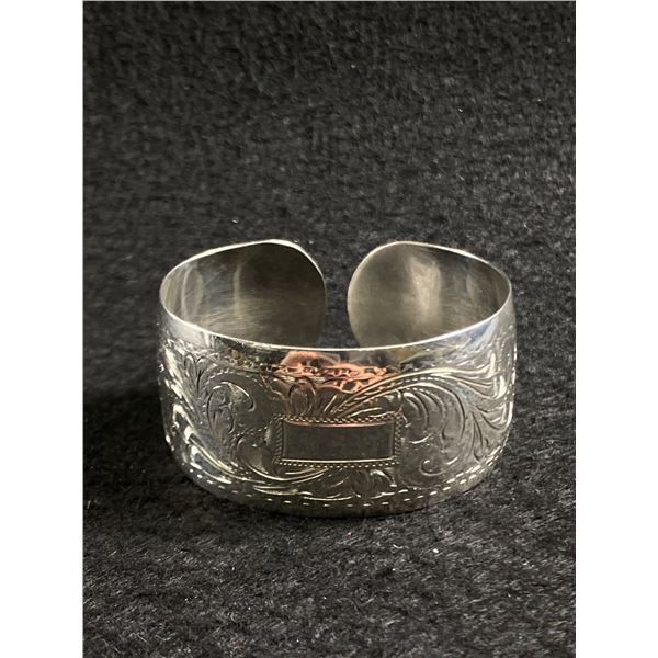 Sterling Silver Cuff Bangle Hand Engraved Tested and Polished