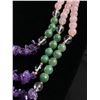 Image 2 : Triple Strand Genuine Rose Quartz, Jade and Amethyst Stone Necklace